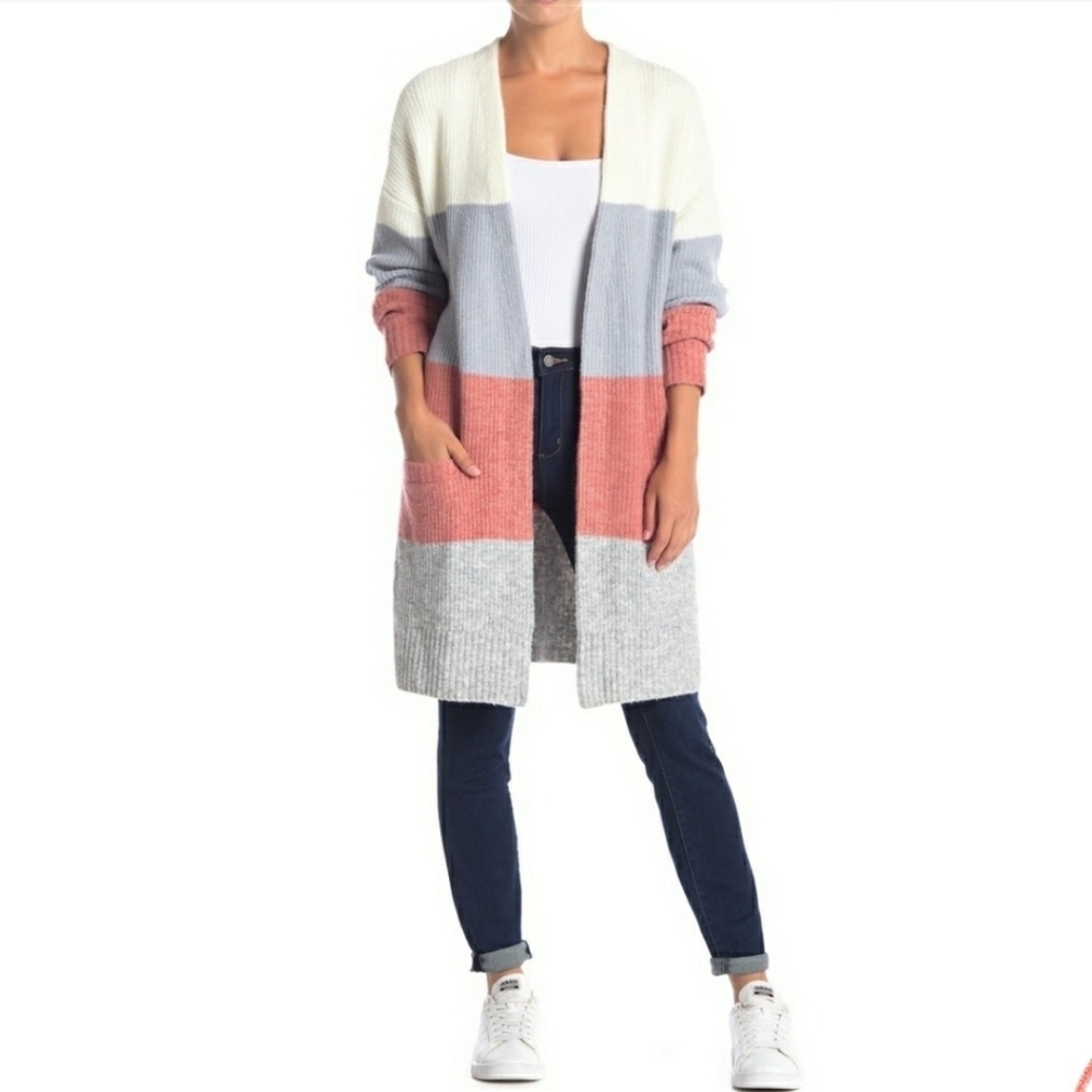 Ella Moss Kimberly Colorblock Duster Cardigan size small